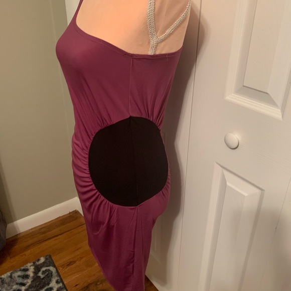 Gorgeous Purple and Black Body Con One Shoulder Dress - Picture 2 of 4